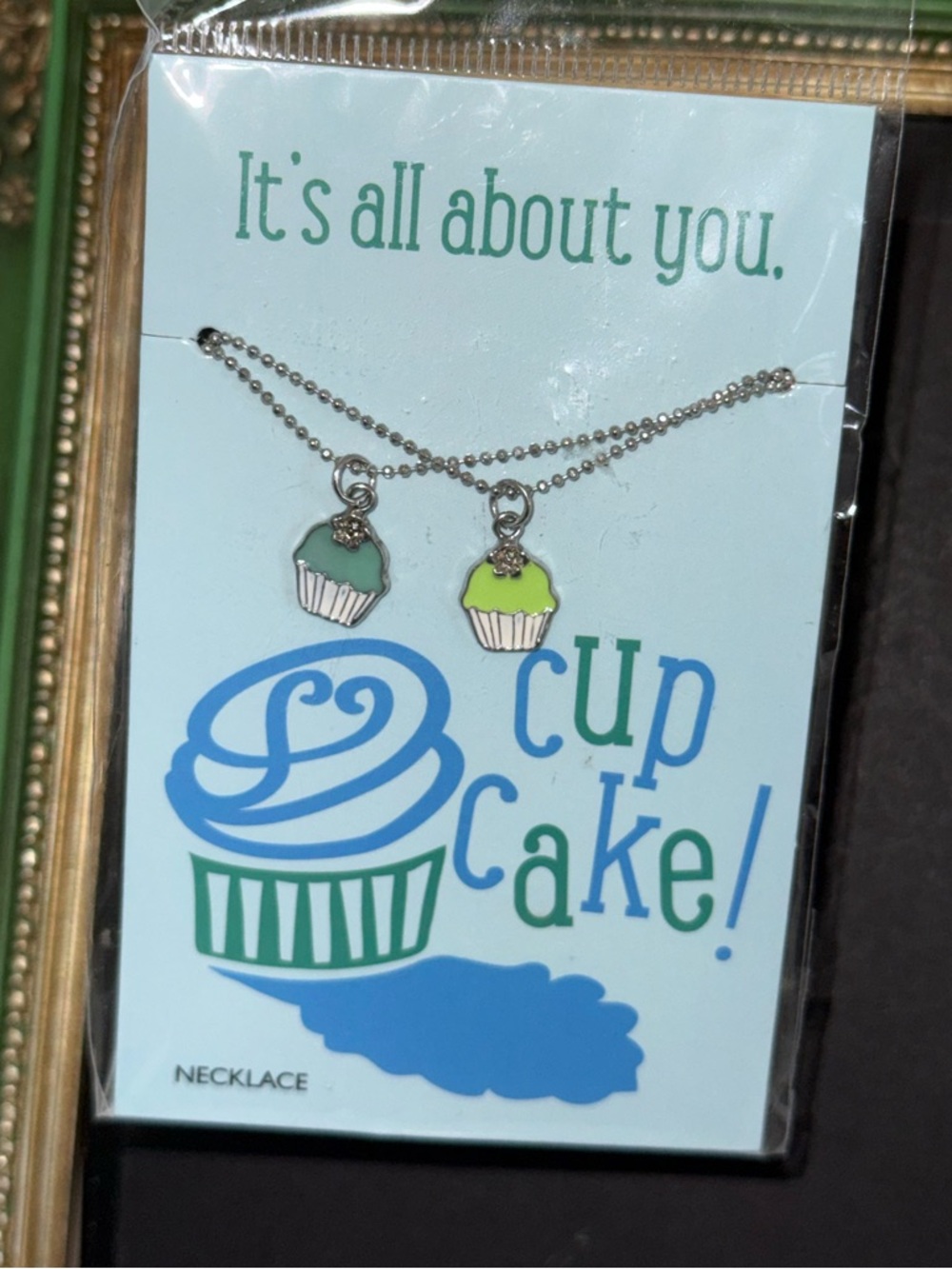 Cupcake Charm Necklace Duo - Mint & Lime